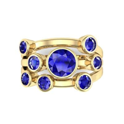 Triple Band Octave Blue Sapphire Ring (0.99 CTW) Top Flat View