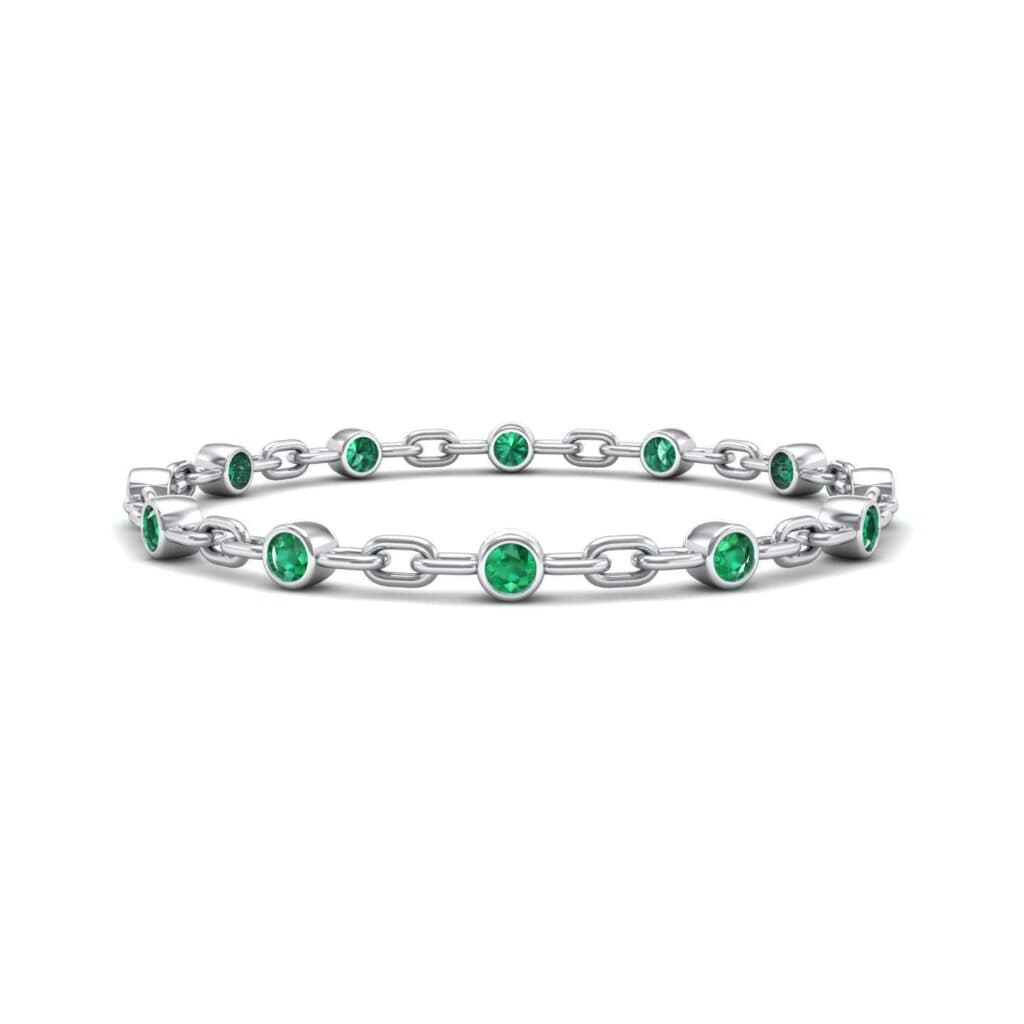 Bezel-Set Emerald Link Bracelet (0.7 CTW) 4039 Render 1 01 Camera1 Stone 1 Emerald 0 Floor 0 Metal 4 White Gold 0 Emitter Aqua Light 0