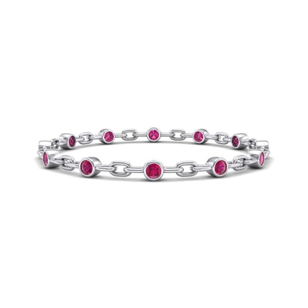 Bezel-Set Ruby Link Bracelet (0.7 CTW) 4039 Render 1 01 Camera1 Stone 2 Ruby 0 Floor 0 Metal 4 White Gold 0 Emitter Aqua Light 0