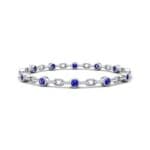 Bezel-Set Blue Sapphire Link Bracelet (0.7 CTW) Perspective View