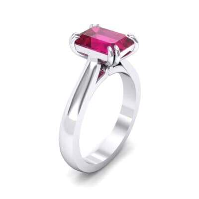 Double Claw Prong Emerald-Cut Ruby Engagement Ring (0.66 CTW) Perspective View