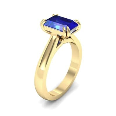 Double Claw Prong Emerald-Cut Blue Sapphire Engagement Ring (0.66 CTW) Perspective View