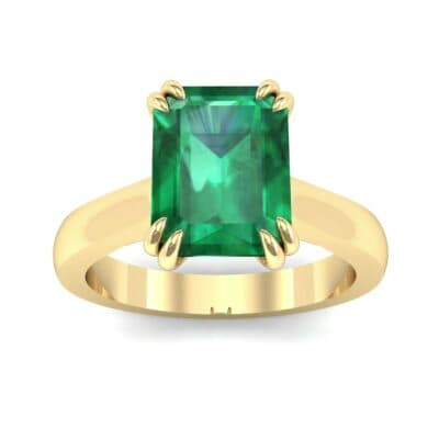 Double Claw Prong Emerald-Cut Emerald Engagement Ring (0.66 CTW) Top Dynamic View