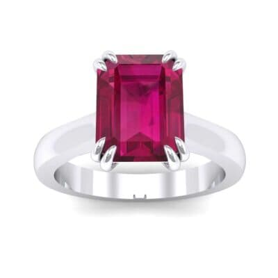 Double Claw Prong Emerald-Cut Ruby Engagement Ring (0.66 CTW) Top Dynamic View