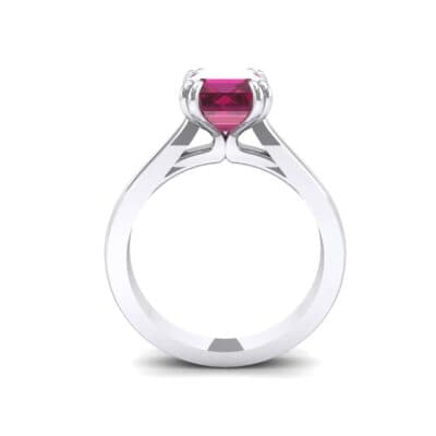 Double Claw Prong Emerald-Cut Ruby Engagement Ring (0.66 CTW) Side View