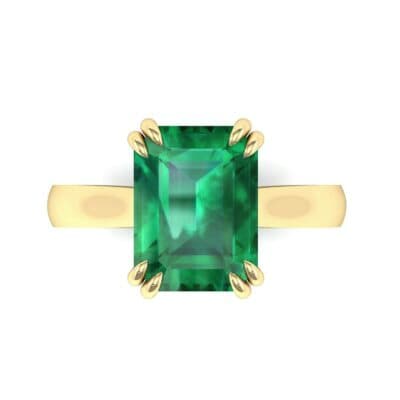 Double Claw Prong Emerald-Cut Emerald Engagement Ring (0.66 CTW) Top Flat View