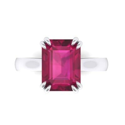 Double Claw Prong Emerald-Cut Ruby Engagement Ring (0.66 CTW) Top Flat View