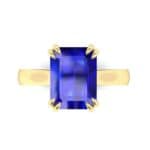 Double Claw Prong Emerald-Cut Blue Sapphire Engagement Ring (0.66 CTW) Top Flat View