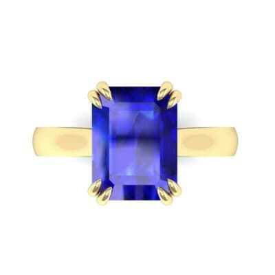Double Claw Prong Emerald-Cut Blue Sapphire Engagement Ring (0.66 CTW) Top Flat View