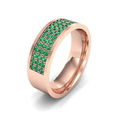 Small Triple Line Emerald Wedding Ring (1.2 CTW) Perspective View
