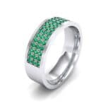 Small Triple Line Emerald Wedding Ring (1.2 CTW) Perspective View
