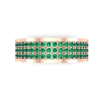 Small Triple Line Emerald Wedding Ring (1.2 CTW) Top Flat View