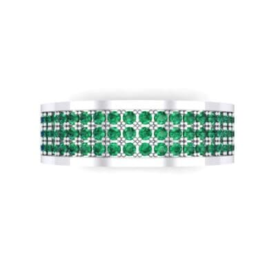 Small Triple Line Emerald Wedding Ring (1.2 CTW) Top Flat View