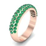 Domed Three-Row Pave Emerald Ring (1.1 CTW) Perspective View