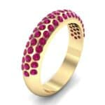 Domed Three-Row Pave Ruby Ring (1.1 CTW) Perspective View