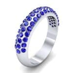 Domed Three-Row Pave Blue Sapphire Ring (1.1 CTW) Perspective View