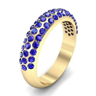 Domed Three-Row Pave Blue Sapphire Ring (1.1 CTW) Perspective View