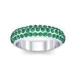 Domed Three-Row Pave Emerald Ring (1.1 CTW) Top Dynamic View