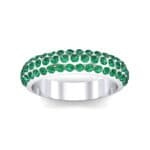 Domed Three-Row Pave Emerald Ring (1.1 CTW) Top Dynamic View