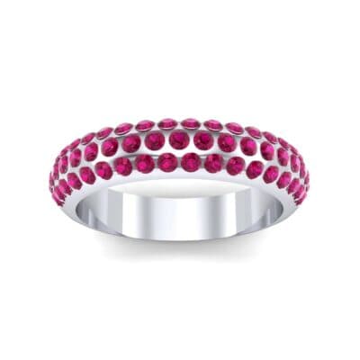 Domed Three-Row Pave Ruby Ring (1.1 CTW) Top Dynamic View