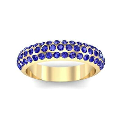 Domed Three-Row Pave Blue Sapphire Ring (1.1 CTW) Top Dynamic View