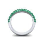 Domed Three-Row Pave Emerald Ring (1.1 CTW) Side View