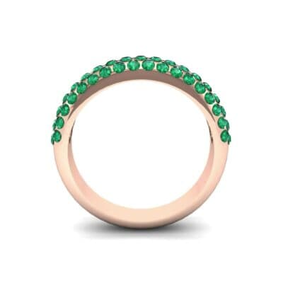 Domed Three-Row Pave Emerald Ring (1.1 CTW) Side View
