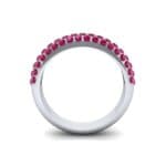 Domed Three-Row Pave Ruby Ring (1.1 CTW) Side View