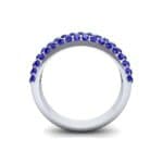 Domed Three-Row Pave Blue Sapphire Ring (1.1 CTW) Side View