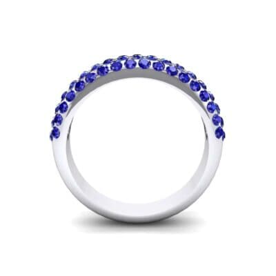 Domed Three-Row Pave Blue Sapphire Ring (1.1 CTW) Side View