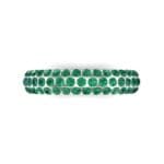 Domed Three-Row Pave Emerald Ring (1.1 CTW) Top Flat View