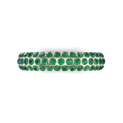 Domed Three-Row Pave Emerald Ring (1.1 CTW) Top Flat View