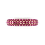 Domed Three-Row Pave Ruby Ring (1.1 CTW) Top Flat View