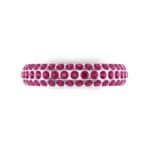 Domed Three-Row Pave Ruby Ring (1.1 CTW) Top Flat View