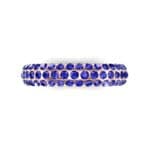 Domed Three-Row Pave Blue Sapphire Ring (1.1 CTW) Top Flat View