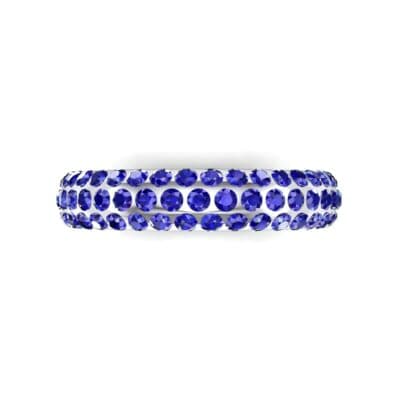 Domed Three-Row Pave Blue Sapphire Ring (1.1 CTW) Top Flat View