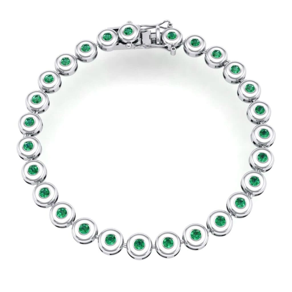 Tiny Bezel-Set Emerald Tennis Bracelet (1.62 CTW) 4127 Render 1 01 Camera1 Stone 1 Emerald 0 Floor 0 Metal 4 White Gold 0 Emitter Aqua Light 0