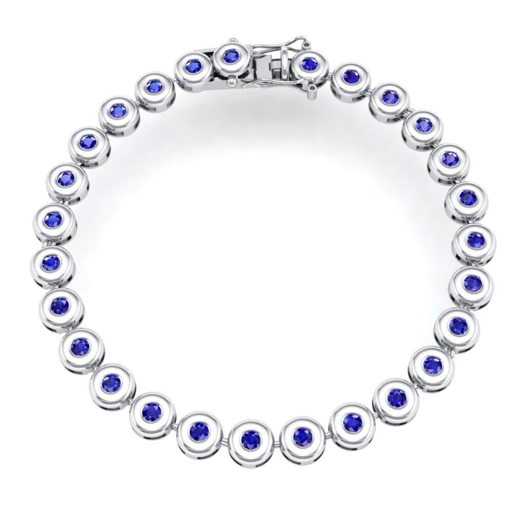 Tiny Bezel-Set Blue Sapphire Tennis Bracelet (1.62 CTW) 4127 Render 1 01 Camera1 Stone 3 Blue Sapphire 0 Floor 0 Metal 4 White Gold 0 Emitter Aqua Light 0