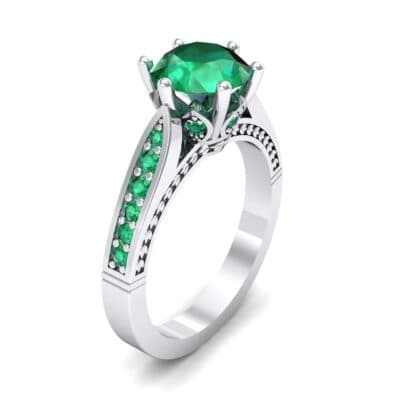 Coronet Engraved Emerald Engagement Ring (1.04 CTW) Perspective View
