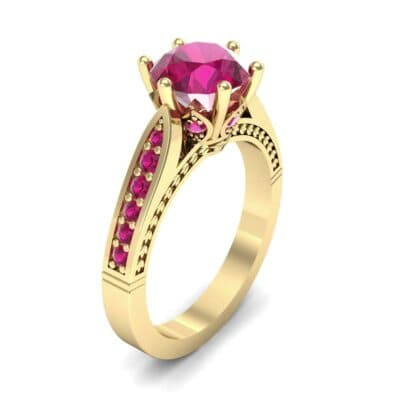Coronet Engraved Ruby Engagement Ring (1.04 CTW) Perspective View