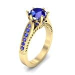 Coronet Engraved Blue Sapphire Engagement Ring (1.04 CTW) Perspective View