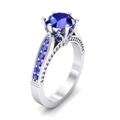 Coronet Engraved Blue Sapphire Engagement Ring (1.04 CTW) Perspective View