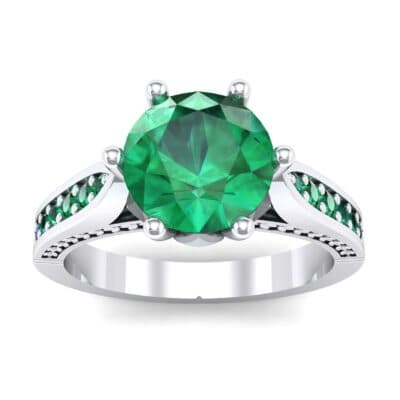 Coronet Engraved Emerald Engagement Ring (1.04 CTW) Top Dynamic View