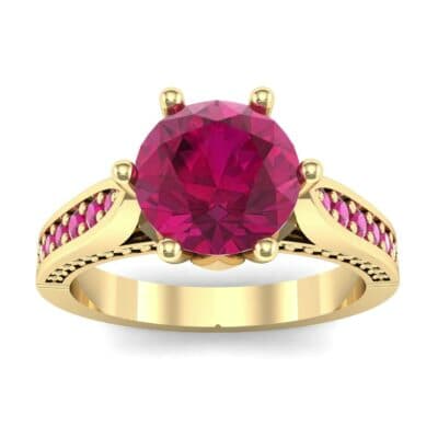 Coronet Engraved Ruby Engagement Ring (1.04 CTW) Top Dynamic View