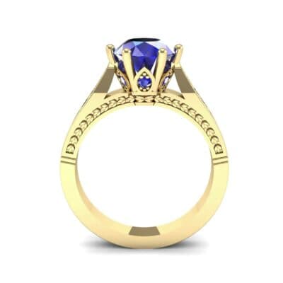 Coronet Engraved Blue Sapphire Engagement Ring (1.04 CTW) Side View