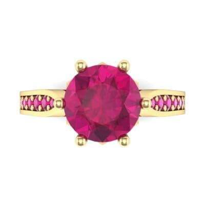 Coronet Engraved Ruby Engagement Ring (1.04 CTW) Top Flat View