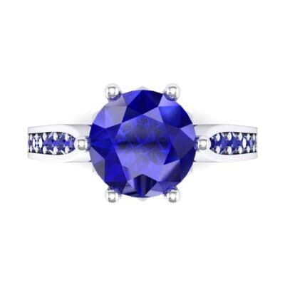 Coronet Engraved Blue Sapphire Engagement Ring (1.04 CTW) Top Flat View