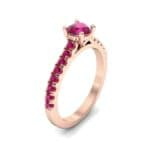 Petite Cathedral Pave Ruby Engagement Ring (0.92 CTW) Perspective View