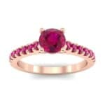 Petite Cathedral Pave Ruby Engagement Ring (0.92 CTW) Top Dynamic View