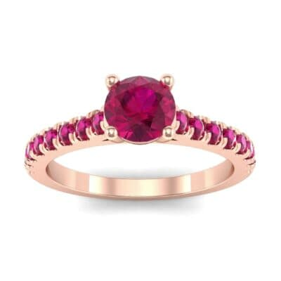 Petite Cathedral Pave Ruby Engagement Ring (0.92 CTW) Top Dynamic View
